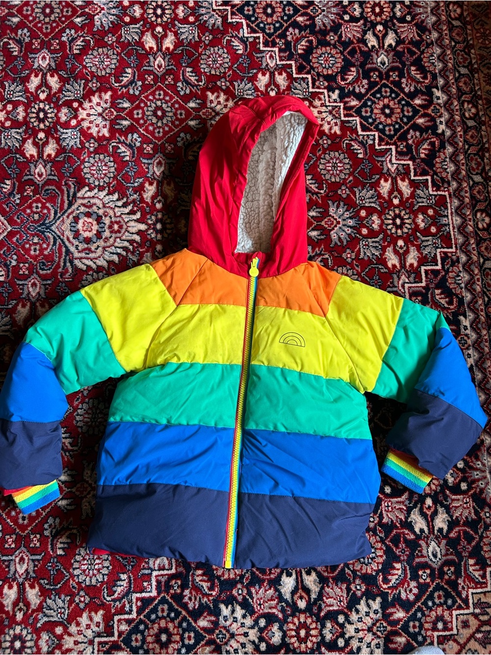 Little Bird by Jools Oliver Rainbow Colorblock Puffer Coat Jacket 5–6 Years